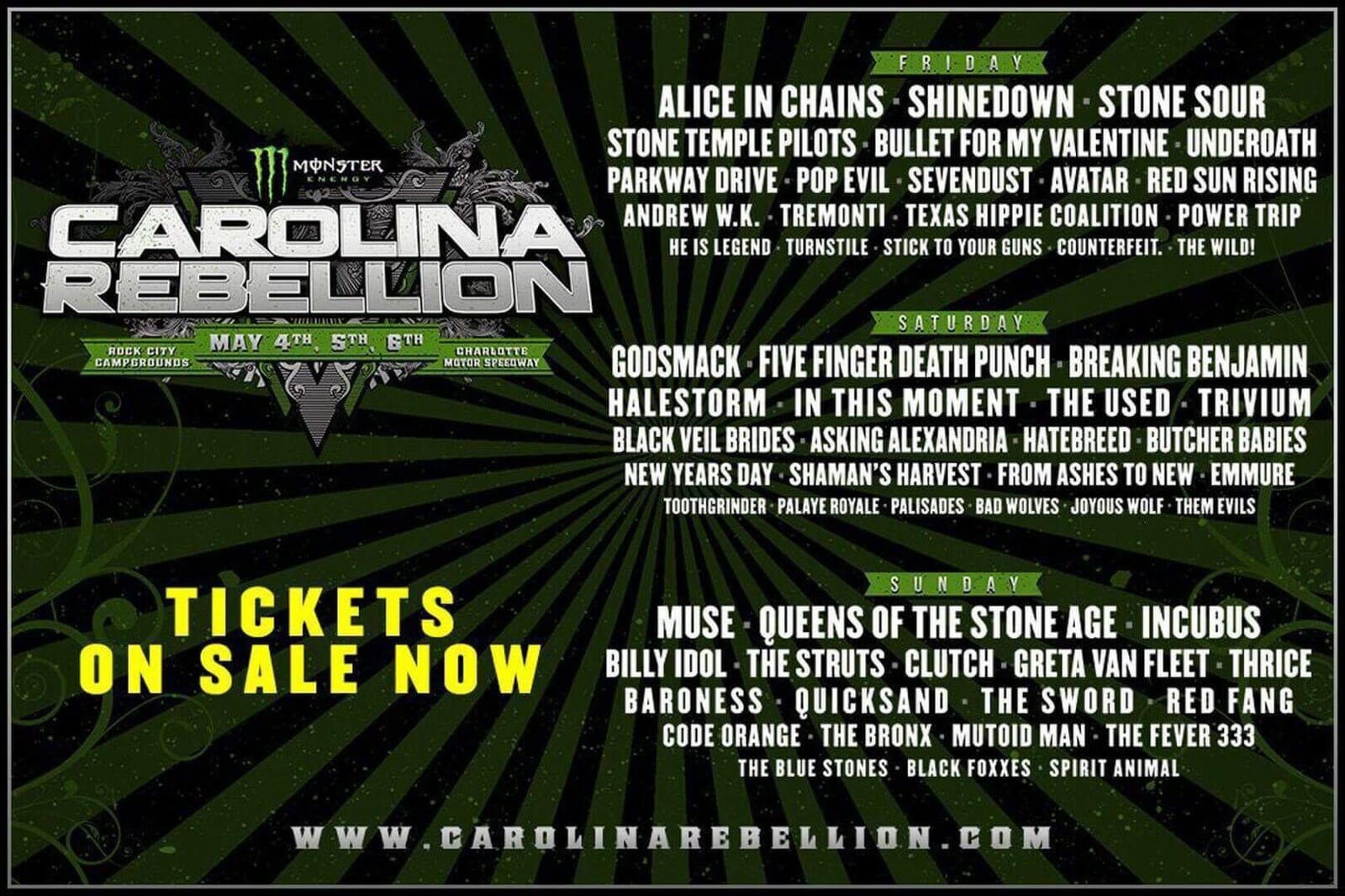 Carolina Rebellion 2018 Alice in Chains, Shinedown, Stone Sour and more